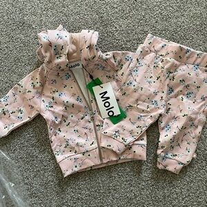 Molo Baby Dorothy Zip Hoodie & Shona Sweatpants Set ~ Mini Blue Flowers